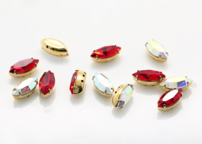 Primo Gems Superior PRIMERO 4228 Foiled Navette Fancy Stone Crystals - All Colors (Austrian Crystal) Austrian Crystal Glass Stones - Foto 3