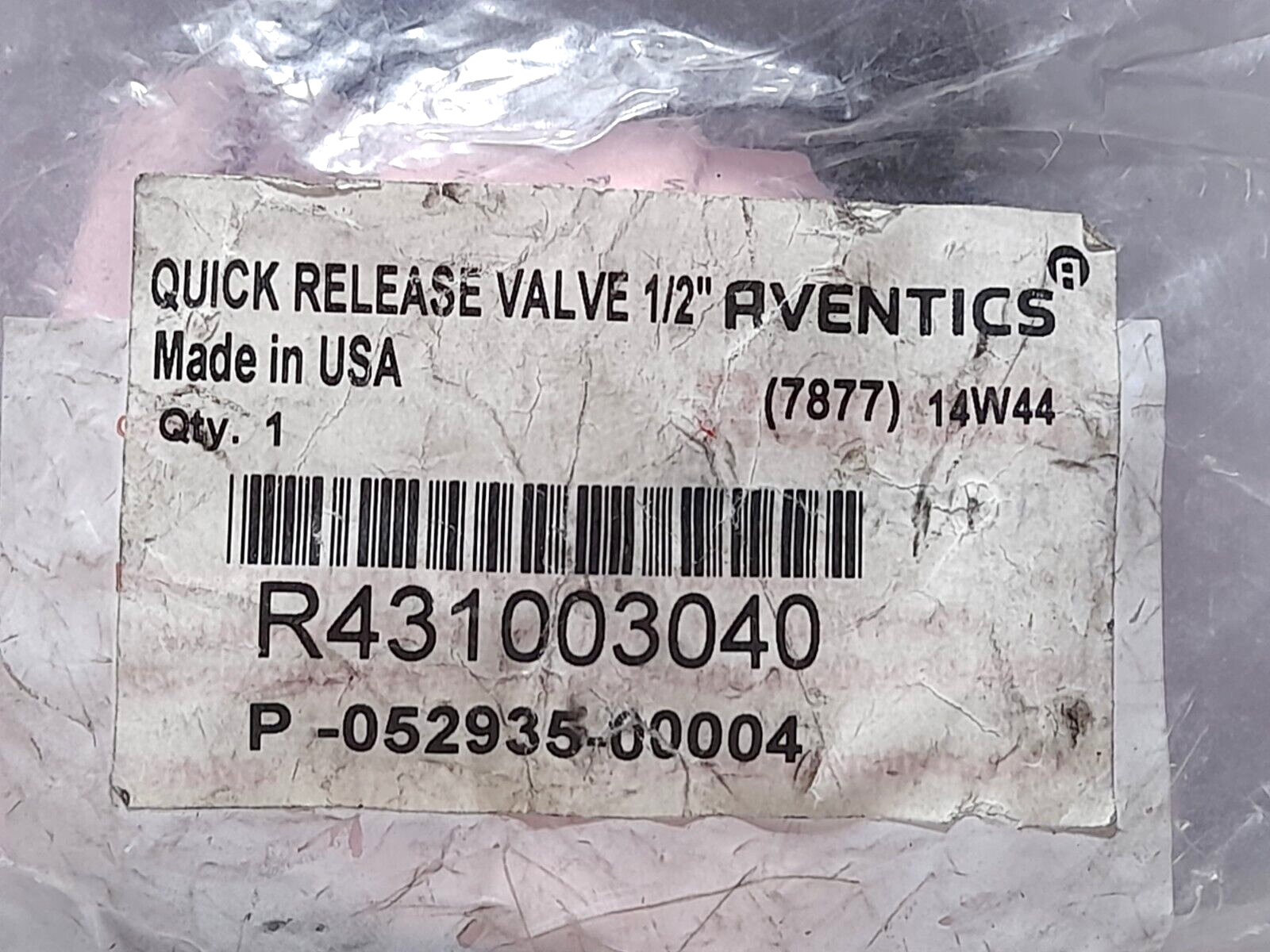 Rexroth Aventics R431003040 P-052935-00004 Quick Release Valve ½ 