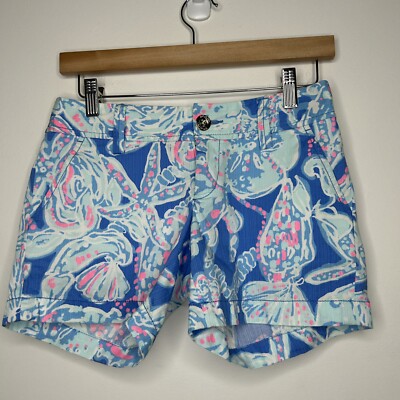 Lilly Pulitzer Callahan Shorts Women s 00 Into The Deep Blue Pink Coastal Chic