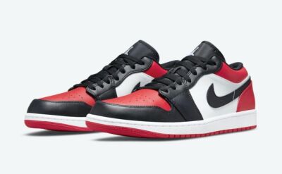 Nike GS Air Jordan 1 Low Bred Toe Black 553560-612 Size 3.5Y