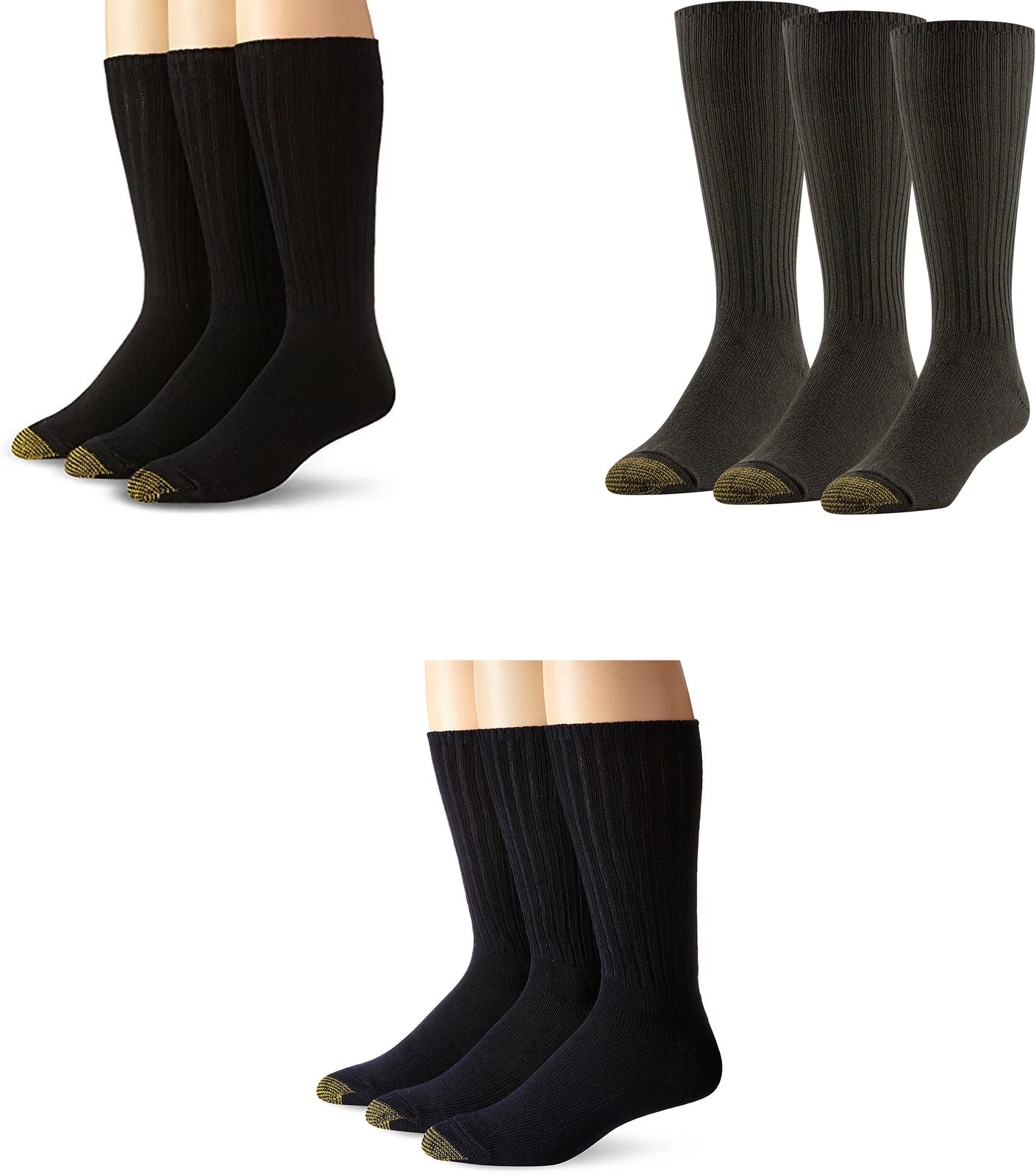 GOLDTOE Men's Cotton Fluffies Casual Crew Socks (3 Pairs)