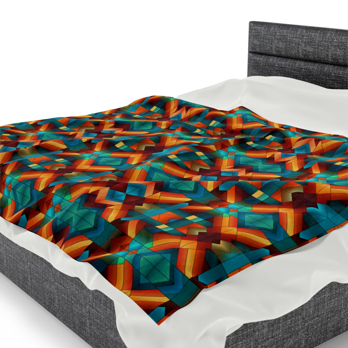 Geometric Tile Colorful Velveteen Plush Blanket