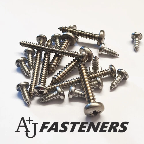 A & J FASTENERS STAINLESS STEEL POZI PAN SELF TAPPING SCREWS A2 TAPPERS NO. #2,4,6,8,10,12,14