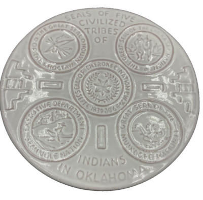 Vintage Frankoma Trivet Seals of Five Civilized Tribes of Indians in Oklahoma