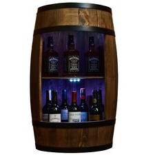 Botte per vino con illuminazione LED RGB, mensola per vino in legno massello, botte 80 cm wengè