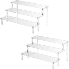 2PCS Acrylic Risers Display Stands, 3 Tier Perfume Organizer Display Shelf & ...