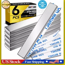 Strong Magnet Strips Heavy Duty - Rare Earth Magnets with Adhesive - Pack of 6