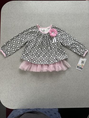 Kids Headquarters Dress Top with Tutu Black-White-Pink Toddler Size 2T NEW W/TAG