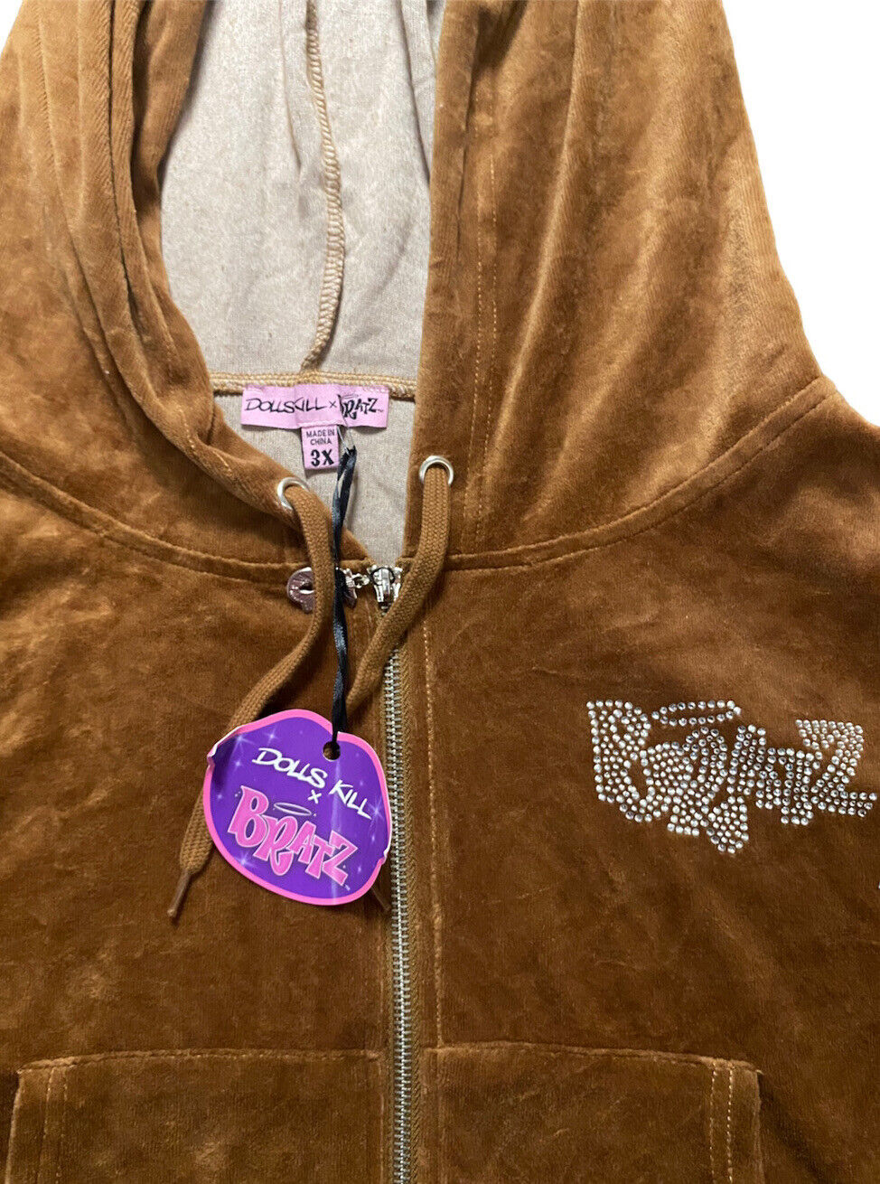 Dolls Kill x Bratz Keep It Glossy Iconic Rhinestone Mocha Velour Tracksuit  Set