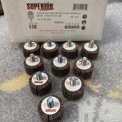 10 Superior 10162 Flap Wheel Mandrel 1'' x 5/8'' x 1/4''-20 Aluminum Oxide P120 