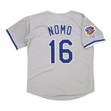 Hideo Nomo 1997 Los Angeles Dodgers Road Jersey w/ Jackie 50th Patch (S-3XL)