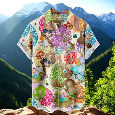 Easter Bunny Egg Pattern Hawaiian Shirt
