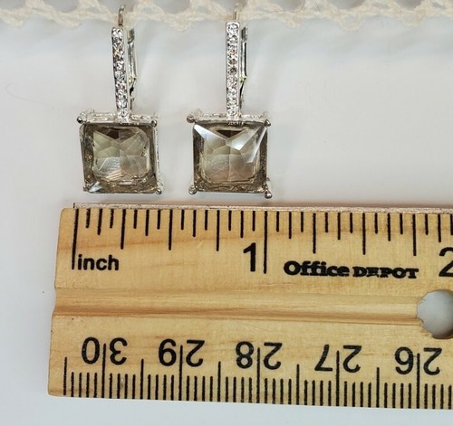 NWT Jennifer Lopez Square Crystal Drop with Pave Accents Earrings on Orig Card - Picture 6 of 11