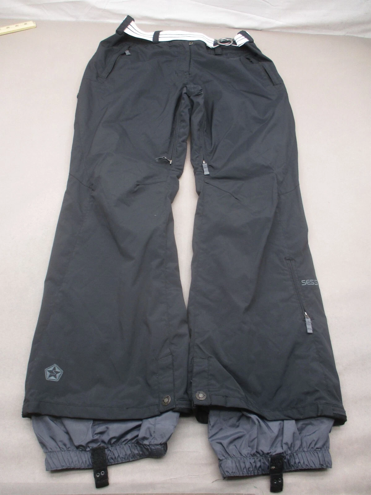 Sessions Size L Womens Black 100% Nylon Boot Gaiters Adjustable Snow Pants 202