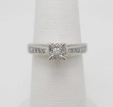 5/8CT Natural Diamond Halo Frame Engagement Wedding Ring 14K White Gold Band