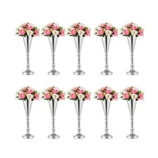 Sliver Vase Centerpiece Table Decorations - 10 Pcs Metal Tabletop Flower Stan...