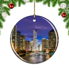 America USA Chicago Illinois River Christmas ornament city travel souvenir