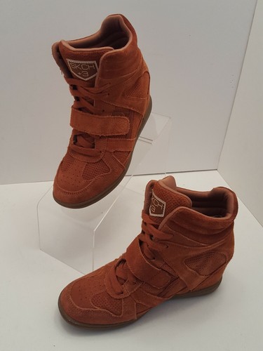 Rust Suede Wedge Sneakers Sz 