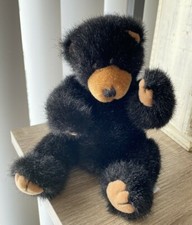 RUSS BERRIE "BLACKY" Plush - Beanbag Plush - Black Teddy Bear - 6" - Retired