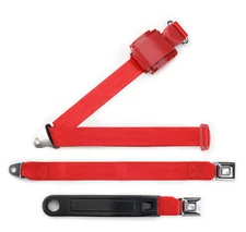 RetroBelt Bright Red Pushbutton Shoulder Safety Belt - Bench Seat Seatbelt Class