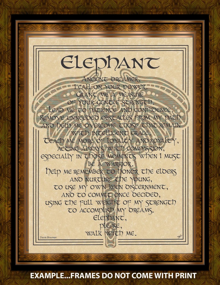 ELEPHANT PRAYER Animal Spirit -BOOK OF SHADOWS- Page Poster Art Celtic ...