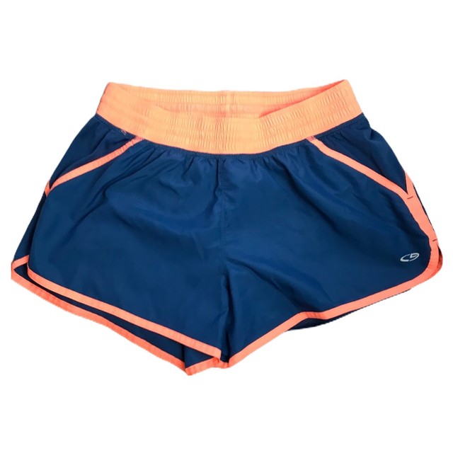 Champion DuoDry Navy Blue/Orange Lined Running Stretch Shorts Size L eBay