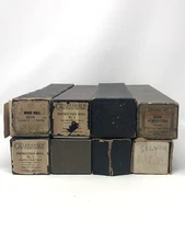 Lot of 7 Vintage Large Player Piano Rolls, One Empty Box