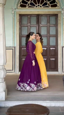 purple dress for haldi Best Haldi Dresses for Brides Bridesmaids and Little Ones to Shine In