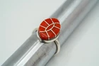 Vintage Old Pawn Sterling Silver Navajo Coral Ring Size 5.5