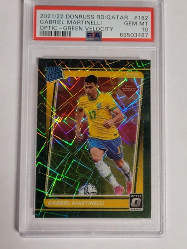 2021/22 Donruss Optic Gabriel Martinelli Green Velocity Rookie PSA 10 Gem Mint