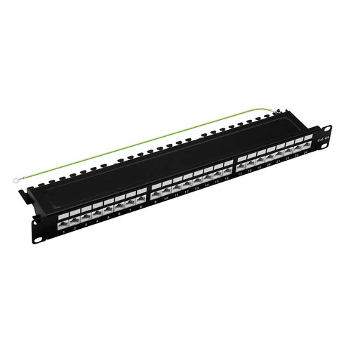 ProfiPatch 19" Patchpanel Cat.6A 500MHz 24-Port 1HE RJ45 geschirmt schwarz 10GB