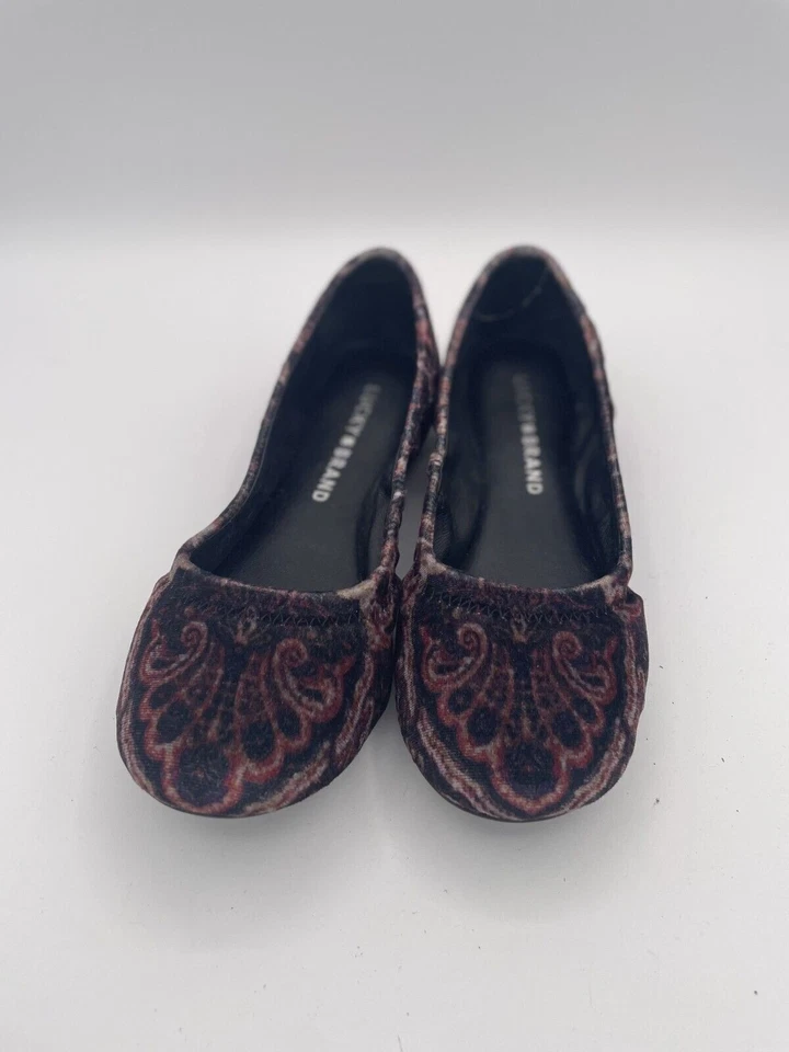 Lucky Brand Emmie Ballet Flats Women's Sz 6.5M Purple Paisley Velvet Slip-On - Image 2 of 4