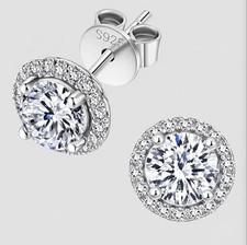 Moissanite VVS1 Halo Earrings  