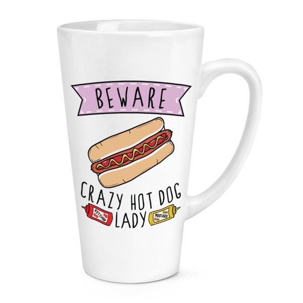 Beware VerrüCkte Hot Dog Damen 483Ml Groß Latte Becher Fast Food Lustiger Witz-image