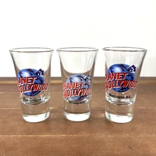 Set of 3, Planet Hollywood Shot Glass Lot, Beverly Hills New Orleans Washington