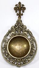 Vintage Italian Tea Strainer with Cherubs, Bearded Face & Fleur-De-Lis Finial