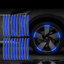  Reflective PVC Wheel Eyebrow Stickers, Set of 20, Night Safety Warning, Blue a