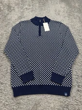Long Wharf Sweater Men Large Navy Blue Geometric Edgartown SeaWell 1/4 Zip NWT
