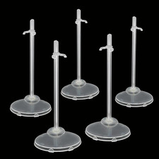 12-Pack Adjustable Doll Stands for 8-12 Inch Dolls Clear Plastic Hobby