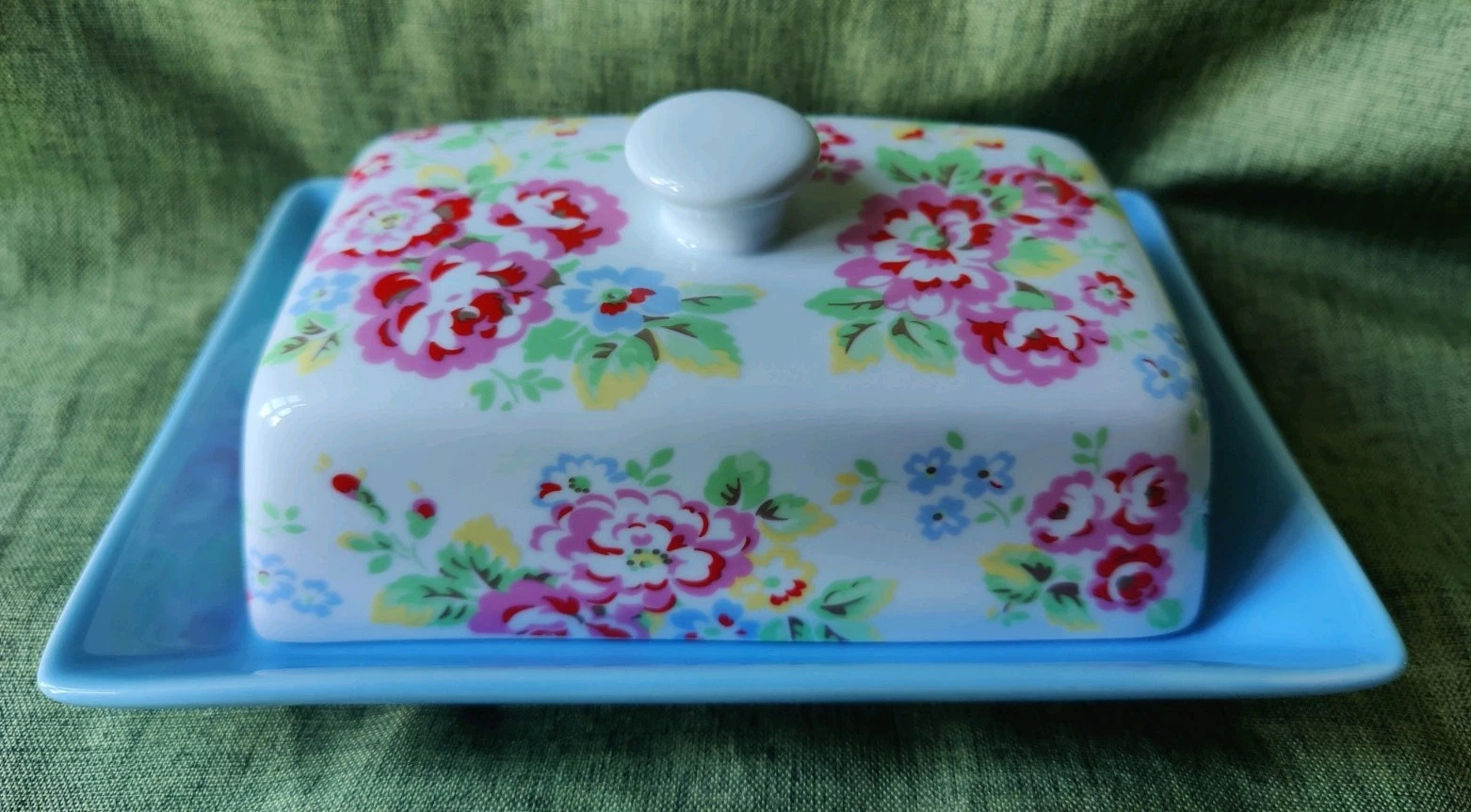 Vintage Cath Kidston Floral Butter /Cheese Dish - Rose Pattern