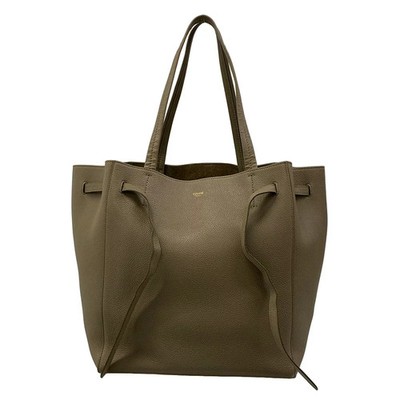 CELINE Cabas Phantom Small with Belt Tote Bag, Gray Beige Leather