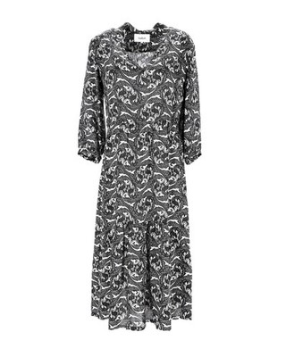 Ba&Sh Midikleid Mit Paisley-Print Aus Schwarzer Viskose Weiblich Mehrfarbig M