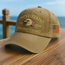United States 250th Anniversary Baseball Cap   3D Embroidered Hat   