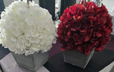 Burgundy Red or White Artificial Hydrangea Flowers Silk Plants