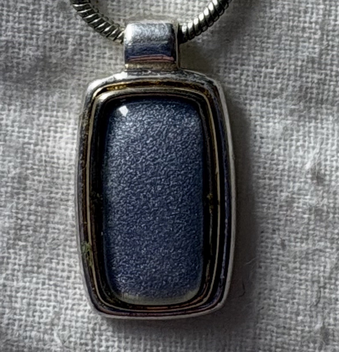 Pendant Necklace with Rectangular Blue Insert wit… - image 21