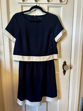 Tommy Hilfiger Women's Navy Blue Dress With White Trim Size 6