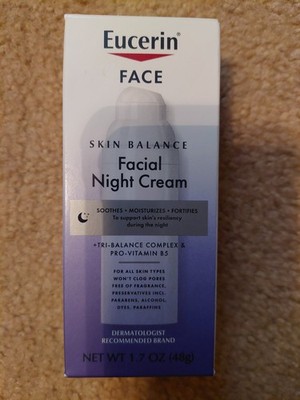 Eucerin Skin Balance Facial Night Cream Pro-Vitamin B5 Fragrance Free 1.7 oz NEW
