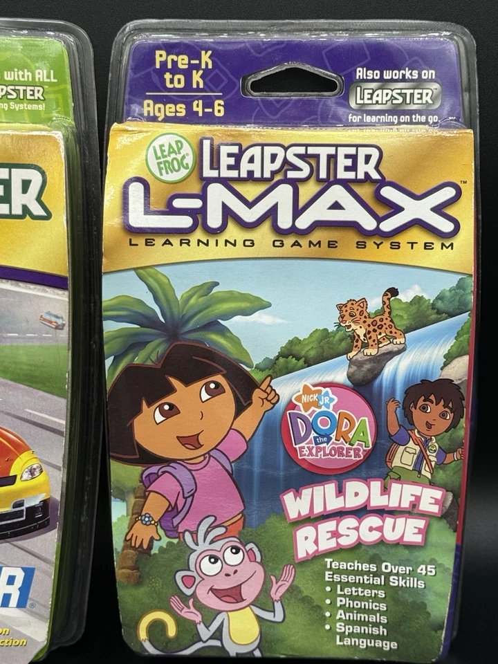 Leapster L-Max Explorer NASCAR Dora Explorer Wildlife Rescue Game Reading Math - Image 3 of 4