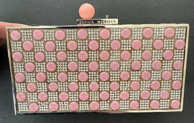Sophia Webster Clear Crystal and Pink Flat Design Box Clutch PLEASE READ