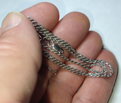 Solid 14k white gold Italian diamond-cut rope chainmnecklace 4.18 grams - 20" - Picture 9 of 10